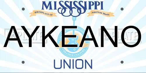 AYKEANO Mississippi License Plate