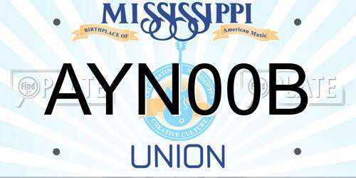 AYN00B Mississippi License Plate