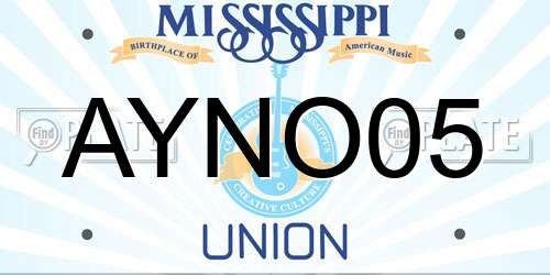 AYNO05 Mississippi License Plate