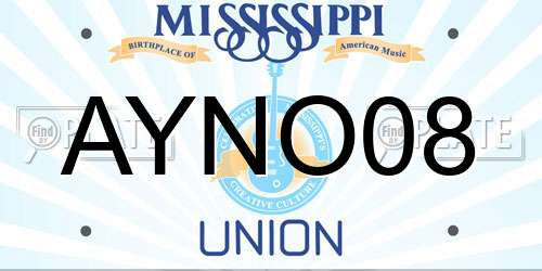 AYNO08 Mississippi License Plate