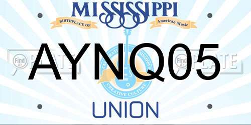 AYNQ05 Mississippi License Plate