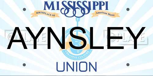 AYNSLEY Mississippi License Plate