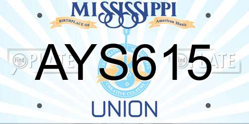 AYS615 Mississippi License Plate