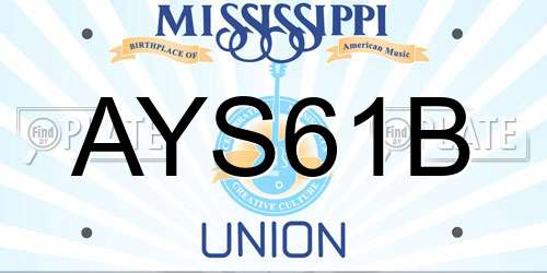 AYS61B Mississippi License Plate