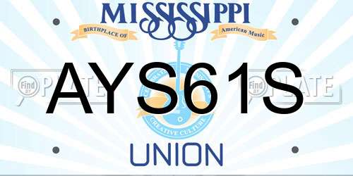 AYS61S Mississippi License Plate