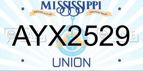 AYX2529 Mississippi License Plate