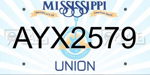 AYX2579 Mississippi License Plate
