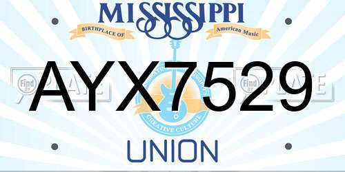 AYX7529 Mississippi License Plate