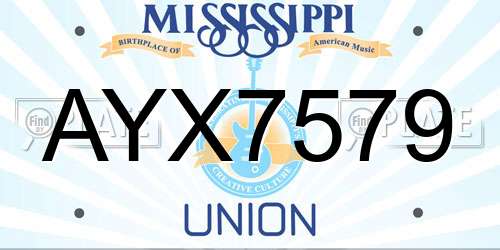 AYX7579 Mississippi License Plate