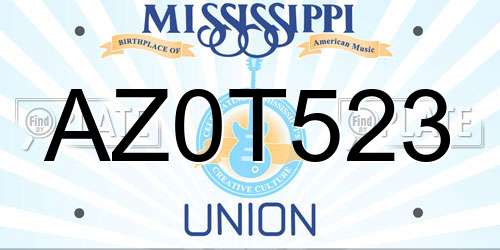 AZ0T523 Mississippi License Plate