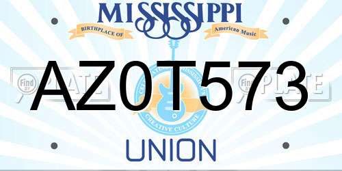 AZ0T573 Mississippi License Plate