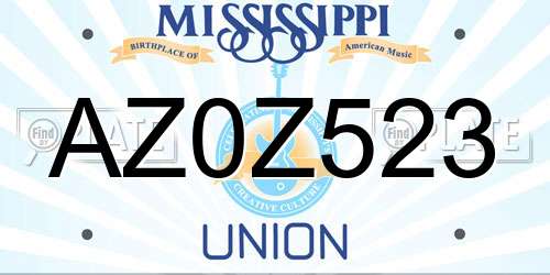 AZ0Z523 Mississippi License Plate