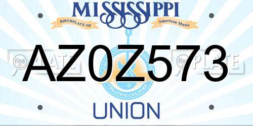 AZ0Z573 Mississippi License Plate