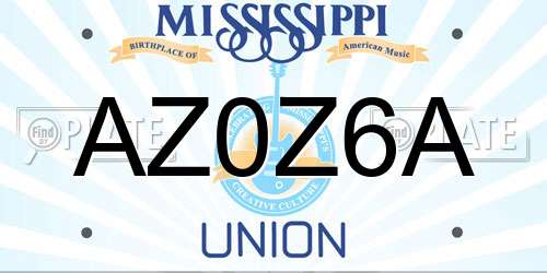 AZ0Z6A Mississippi License Plate