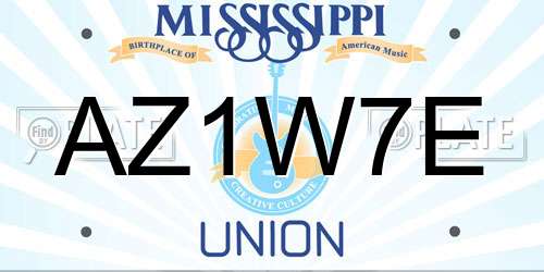 AZ1W7E Mississippi License Plate