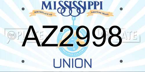 AZ2998 Mississippi License Plate