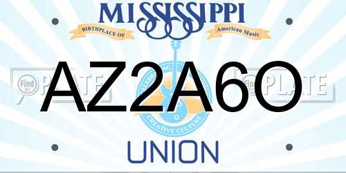 AZ2A6O Mississippi License Plate