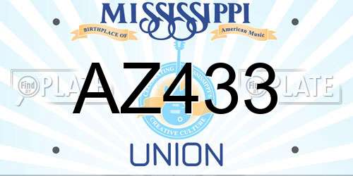 AZ433 Mississippi License Plate