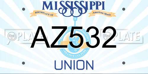 AZ532 Mississippi License Plate
