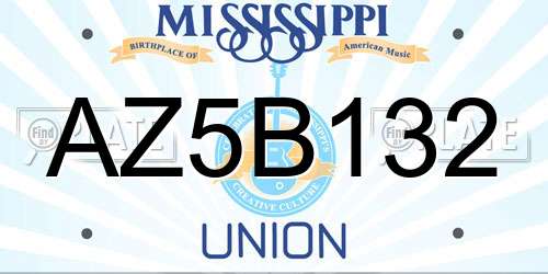 AZ5B132 Mississippi License Plate