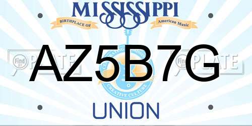 AZ5B7G Mississippi License Plate