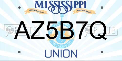 AZ5B7Q Mississippi License Plate