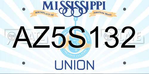 AZ5S132 Mississippi License Plate