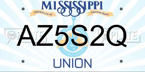 AZ5S2Q Mississippi License Plate