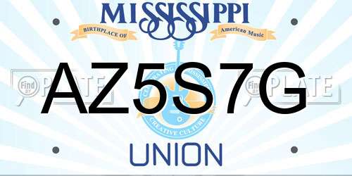 AZ5S7G Mississippi License Plate