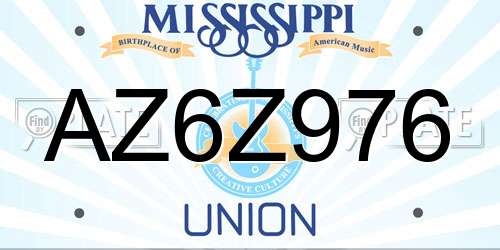 AZ6Z976 Mississippi License Plate