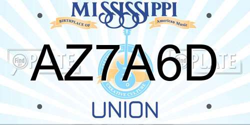 AZ7A6D Mississippi License Plate
