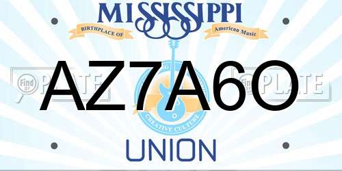 AZ7A6O Mississippi License Plate