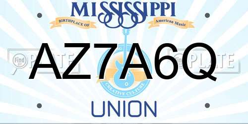 AZ7A6Q Mississippi License Plate
