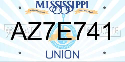 AZ7E741 Mississippi License Plate