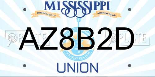 AZ8B2D Mississippi License Plate
