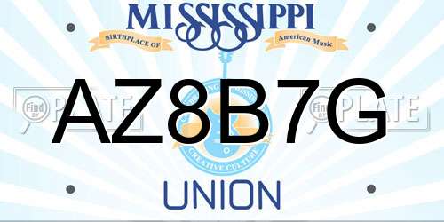 AZ8B7G Mississippi License Plate