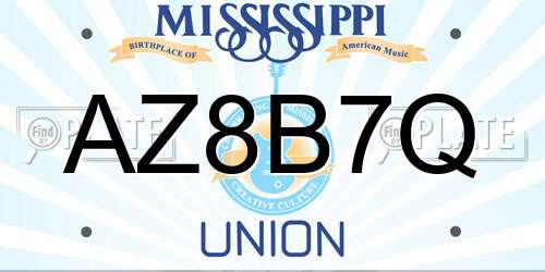 AZ8B7Q Mississippi License Plate