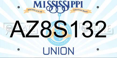 AZ8S132 Mississippi License Plate
