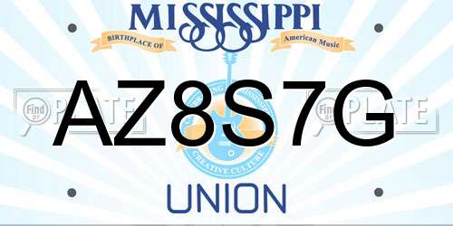 AZ8S7G Mississippi License Plate