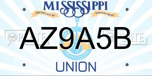 AZ9A5B Mississippi License Plate