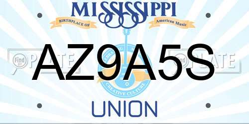 AZ9A5S Mississippi License Plate