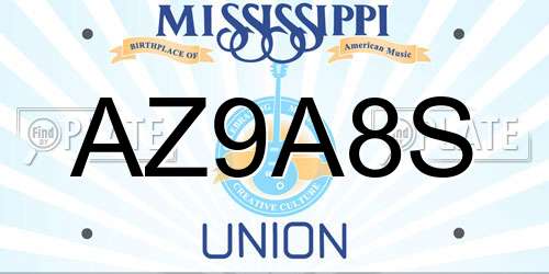 AZ9A8S Mississippi License Plate