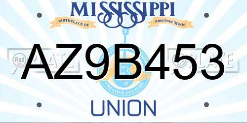 AZ9B453 Mississippi License Plate