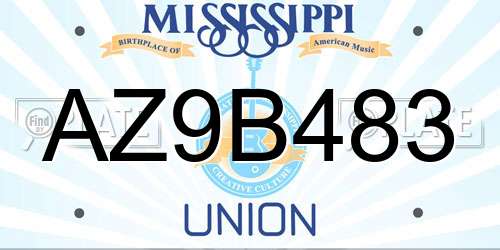 AZ9B483 Mississippi License Plate