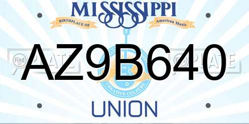 AZ9B640 Mississippi License Plate
