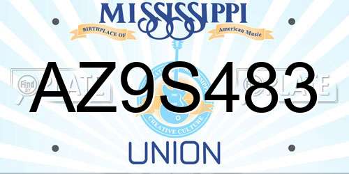 AZ9S483 Mississippi License Plate