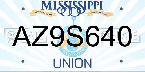 AZ9S640 Mississippi License Plate