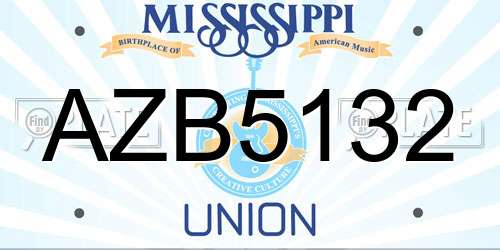 AZB5132 Mississippi License Plate