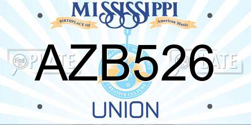 AZB526 Mississippi License Plate