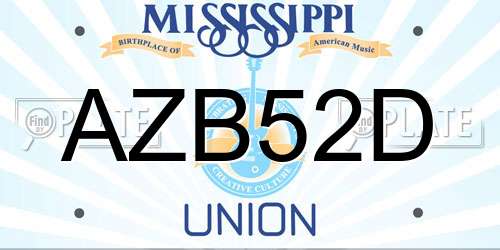 AZB52D Mississippi License Plate